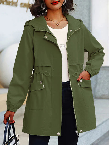Eilly Bazar Women's Plus Size Trench Coat with Hood