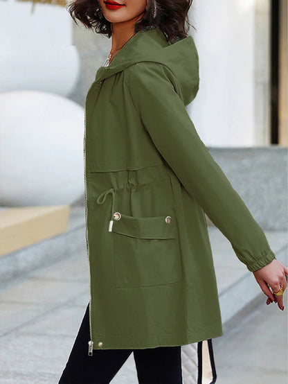 Eilly Bazar Women's Plus Size Trench Coat with Hood