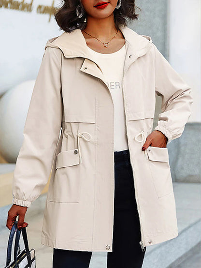 Eilly Bazar Women's Plus Size Trench Coat with Hood