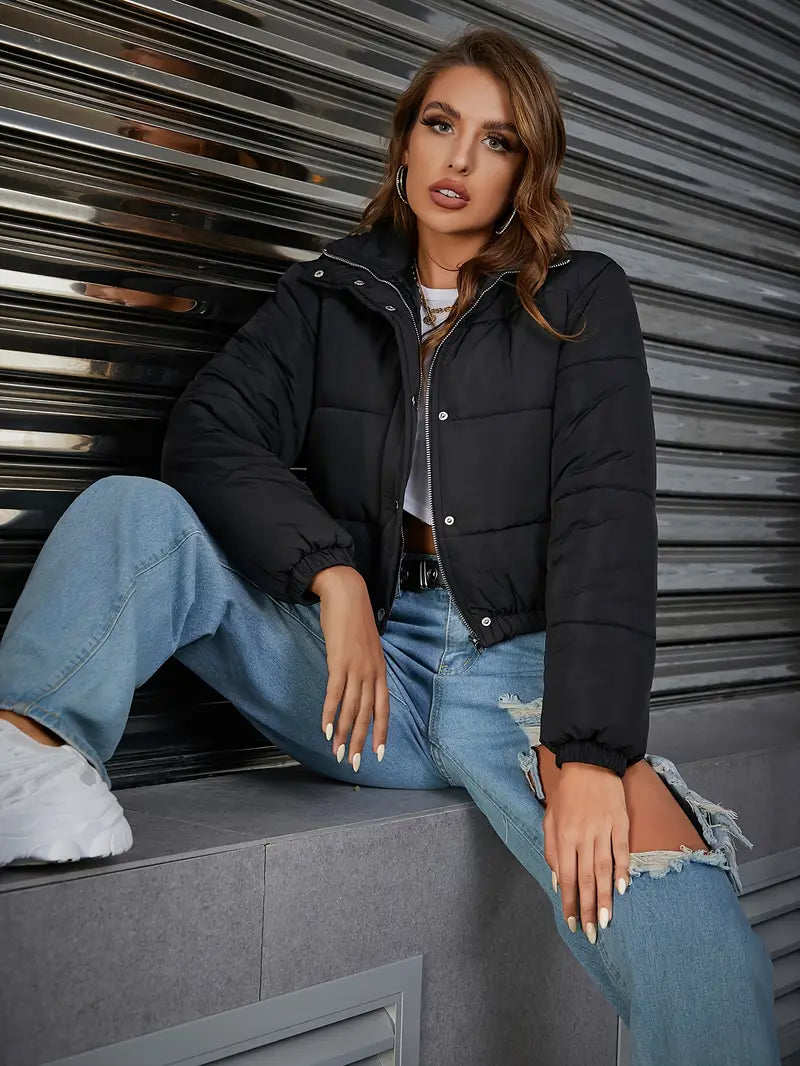 Eilly Bazar Solid Color Long-Sleeve Jacket
