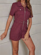 Eilly Bazar Women's Corduroy Short Sleeve Jumpsuit