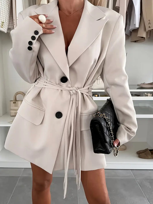 Eilly Bazar Women's Solid Color Elegant Waistcoat Suit Jacket