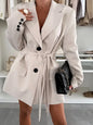 Eilly Bazar Women's Solid Color Elegant Waistcoat Suit Jacket